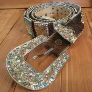 Concho Western Dark Brindle Brown Belt